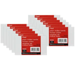 Index Cards, Plain, 3 x 5, 100 Per Pack, 12 Packs