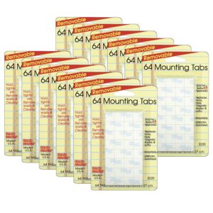 Removable Mounting Tabs, 1-2" x 1-2", 64 Per Pack, 12 Packs