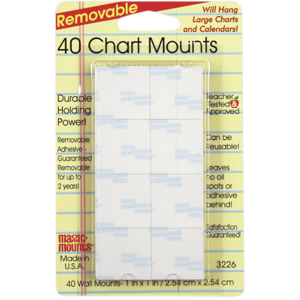 Chart Mounts, 1" x 1", 40 Per Pack, 6 Packs