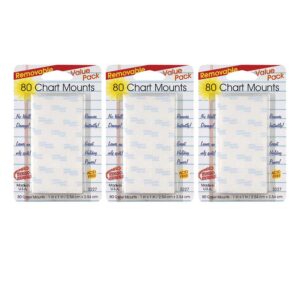 Removable Chart Tabs, 1" x 1", 80 Per Pack, 3 Packs