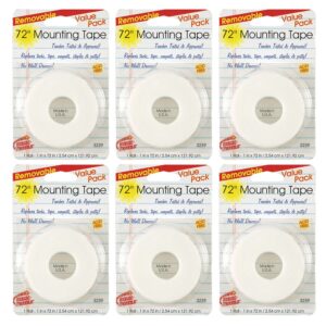 Removable Mounting Tape, 1" x 72", 6 Rolls