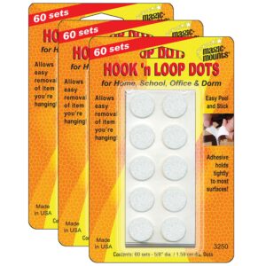 Hook 'n Loop, 5-8" Dots, 60 Sets Per Pack, 3 Packs