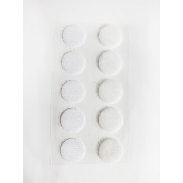 Self-Sticking Hook 'N Loop Dots 5-8", White, 10 Sets Per Pack, 12 Packs