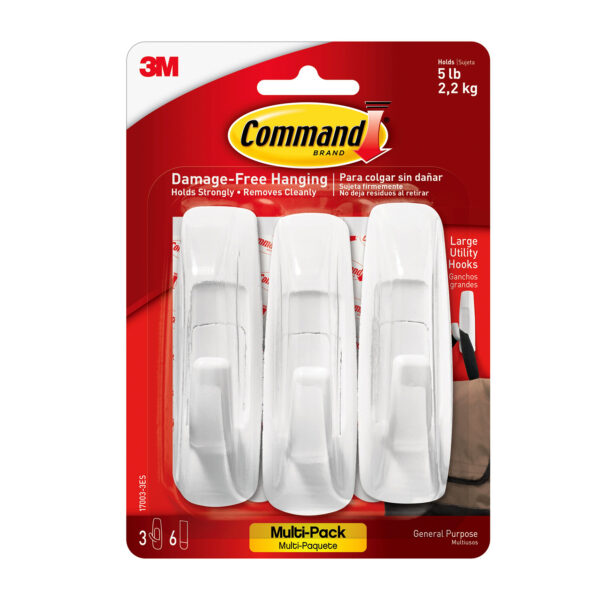 Command Large Utility Hooks Multi-Pack, 3 Per Pack, 3 Packs