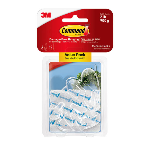 Command Clear Medium Hooks Value Pack, 6 Count