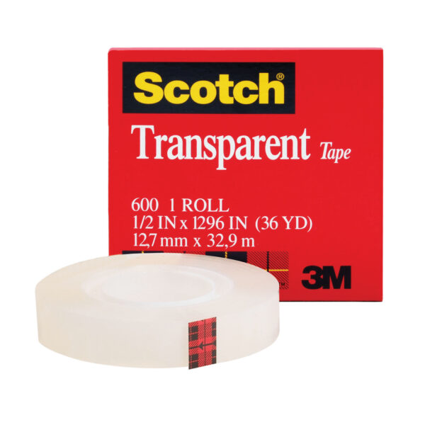 Transparent Tape Roll, 1-2" x 1296", Pack of 6