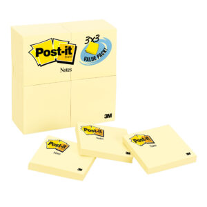 Notes Value Pack, 3" x 3", Canary Yellow, 24 Pads