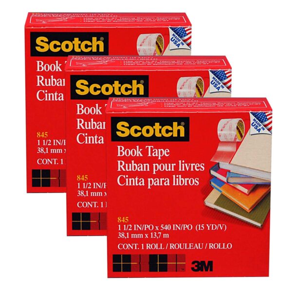 Book Tape, 1-1-2 in x 15 yd Per Rolls, 3 Rolls