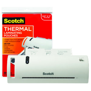 Thermal Laminator Value Pack, 9" W, with 20 Letter Size Pouches