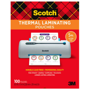 Thermal Laminating Pouches, 5 mil Size, Pack of 100