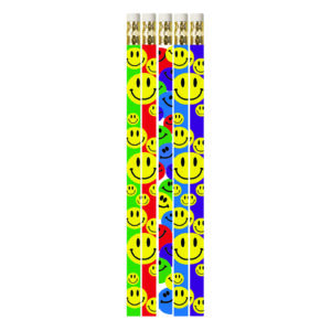 Happy Face Assorted Motivational Pencils, 12 Per Pack, 12 Packs