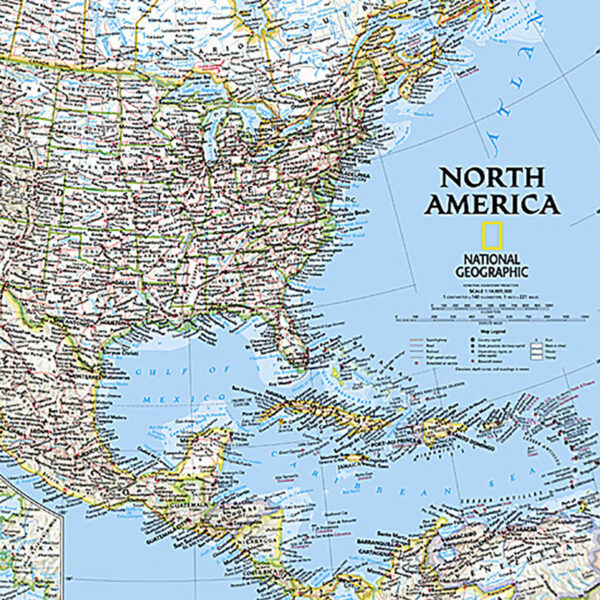 North America Classic Map, Laminated