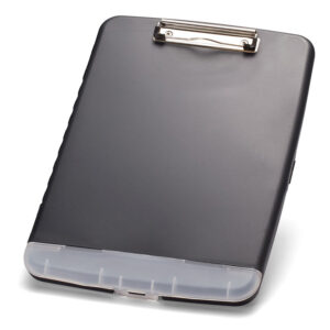 Slim Clipboard Storage Box, Low Profile Clip & Storage Compartment, Charcoal