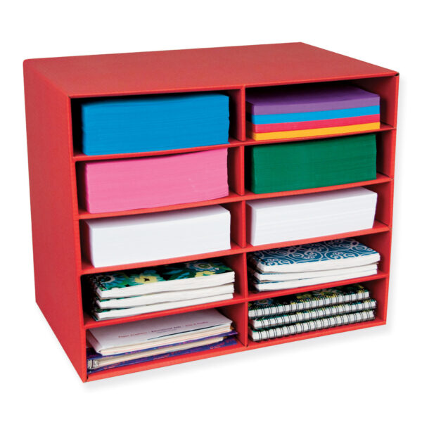 10-Shelf Organizer, Red, 17"H x 21"W x 12-7-8"D, 1 Organizer