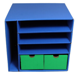 Management Center, 4 Slots, Blue & 2 Drawers, Green, 12-3-8"H x 13-1-2"W x 12-3-8"D