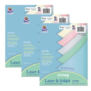 Pastel Multipurpose Paper Array, 8-1-2" x 11", 100 Sheets Per Pack, 3 Packs