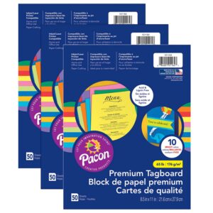 Premium Tagboard Assortment, 50 Sheets Per Pack, 3 Packs