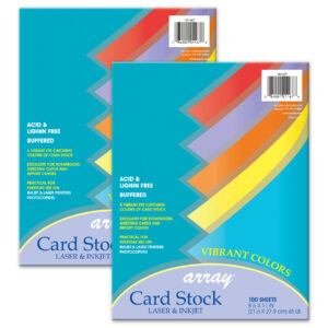 Vibrant Card Stock, 5 Assorted Colors, 8-1-2" x 11", 100 Sheets Per Pack, 2 Packs