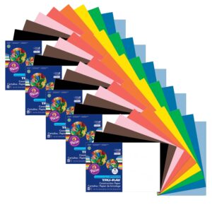 Construction Paper, Standard Assorted, 12" x 18", 50 Sheets Per Pack, 5 Packs