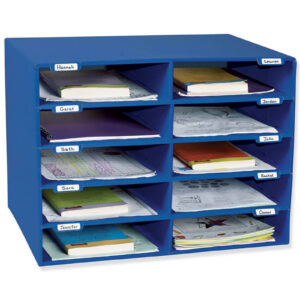 Mailbox, 10-Slot, Blue, 16-5-8"H x 21"W x 12-7-8"D