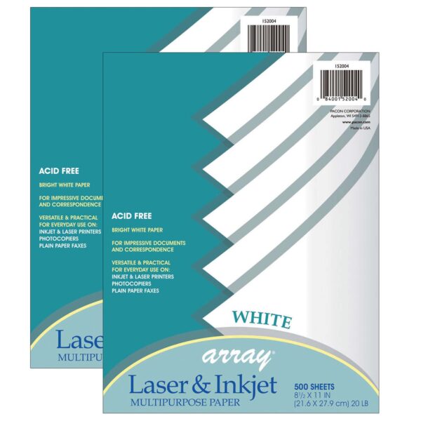 Multi-Purpose Paper, White, 8-1-2" x 11", 500 Sheets Per Pack, 2 Packs