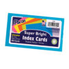 Index Cards, 5 Super Bright Assorted Colors, Unruled, 3" x 5", 100 Cards Per Pack, 6 Packs