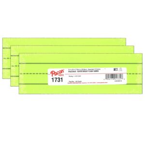 Super Bright Flash Cards, 5 Assorted Colors, 1.5" x 0.75" Ruled 3" x 9", 100 Cards Per Pack, 3 Packs