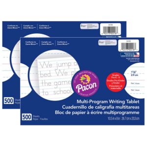 Multi-Program Handwriting Paper, 1-1-8" Ruled (Long Way), White, 10-1-2" x 8", 500 Sheets Per Pack, 2 Packs