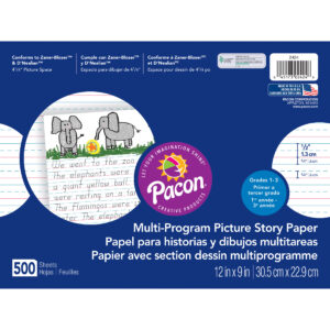 Multi-Program Picture Story Paper, 1-2" Ruled, White, 12" x 9", 500 Sheets