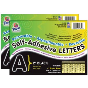 Self-Adhesive Letters, Black, Puffy Font, 2", 159 Characters Per Pack, 2 Packs