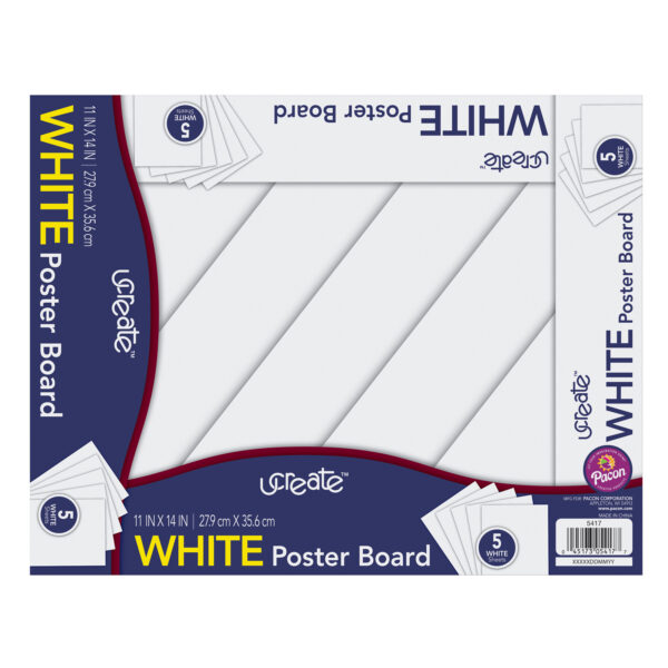 Poster Board, White, 11" x 14", 5 Sheets Per Pack, 12 Packs