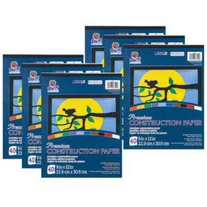 Construction Paper Pad, 10 Classic Colors, 9" x 12", 40 Sheets, Pack of 6