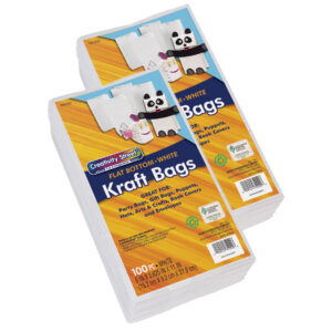 Kraft Bag, White, 6" x 3-5-8" x 11", 100 Bags Per Pack, 2 Packs