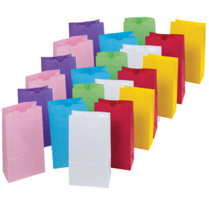 Kraft Bag, Assorted Pastel Colors, 6" x 3-5-8" x 11", 28 Per Pack, 3 Packs