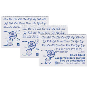 Chart Tablet, Cursive Cover, 1" Ruled, 24" x 16", 25 Sheets Per Tablet, 3 Tablets