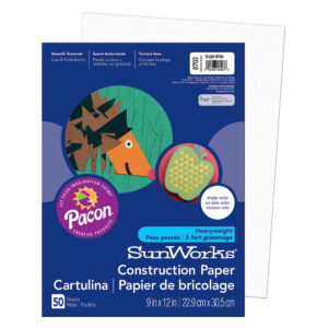 Construction Paper, Bright White, 9" x 12", 50 Sheets Per Pack, 10 Packs