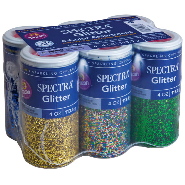 Glitter Sparkling Crystals, 6 Assorted Colors, 4 oz., 6 Jars