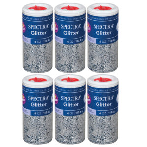 Glitter, Silver, 4 oz. Per Jar, 6 Jars