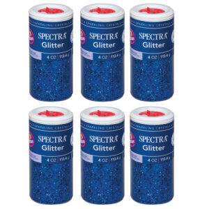 Glitter, Blue, 4 oz. Per Jar, 6 Jars