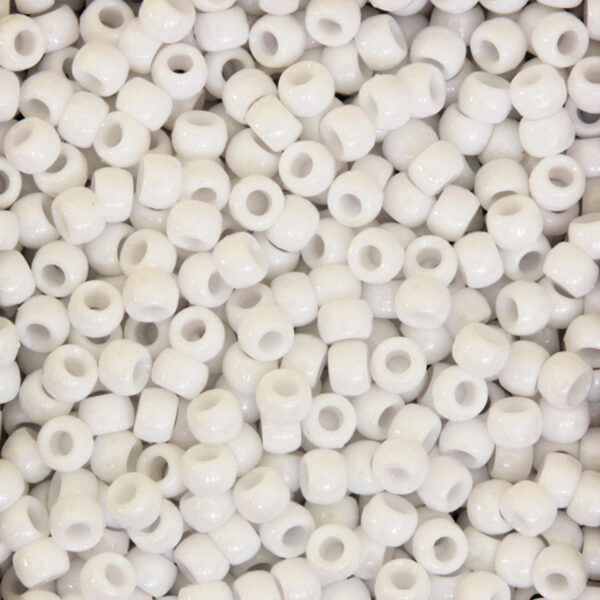 Pony Beads, White, 6 mm x 9 mm, 1000 Per Pack, 3 Packs