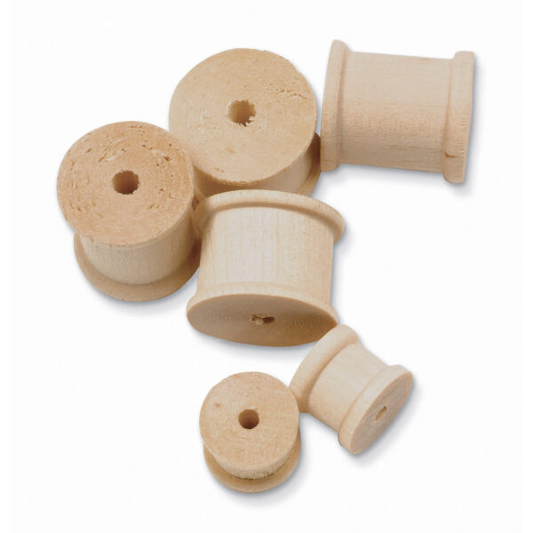 Wood Spools, Natural Wood, 1-2" to 2", 60 Pieces