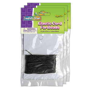 Elastic Cord, Black, 1.2 mm x 25 Yards, 25 Yards Per Pack, 3 Packs