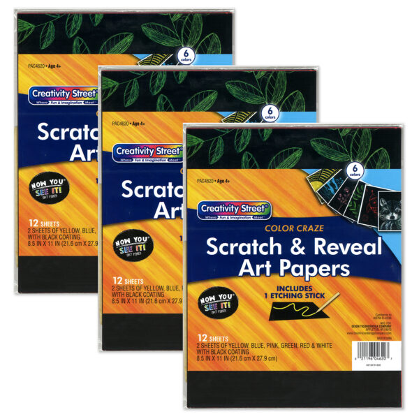 Art Paper, Color Craze, 12 Sheets Per Pack, 3 Packs