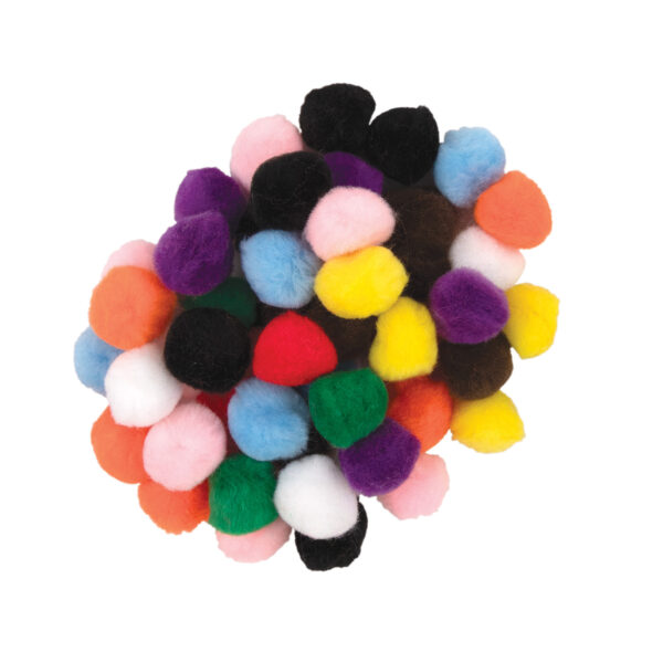 Pom Pons, Bright Hues, 1", 50 Per Pack, 12 Packs