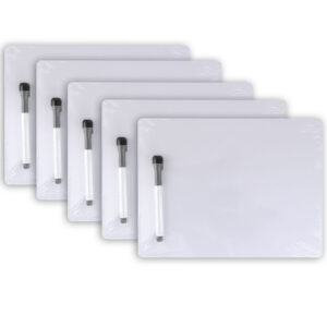 Dry Erase Whiteboard, 1-Sided, Plain, with Marker-Eraser, 9" x 12", 5 Sets