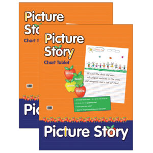 Picture Story Chart Tablet, White, Ruled Short, 1-1-2" Ruled, 24" x 32", 25 Sheets, Pack of 2