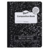 Composition Book, Black Marble, 9-32 in ruling with red margin 9-3-4" x 7-1-2", 100 Sheets, Pack of 6