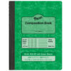 Dual Ruled Composition Book, Green, 1-4 in grid and 3-8 in (wide) 9-3-4" x 7-1-2", 100 Sheets, Pack of 6