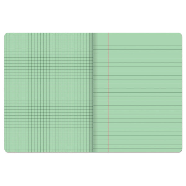 Dual Ruled Composition Book, Green, 1-4 in grid and 3-8 in (wide) 9-3-4" x 7-1-2", 100 Sheets, Pack of 6