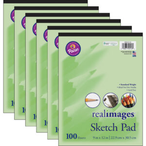 Sketch Pad, Standard Weight, 9" x 12", 100 Sheets, Pack of 6